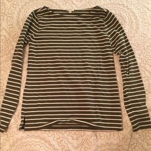 J Crew Olive Green Stripe Long Sleeve